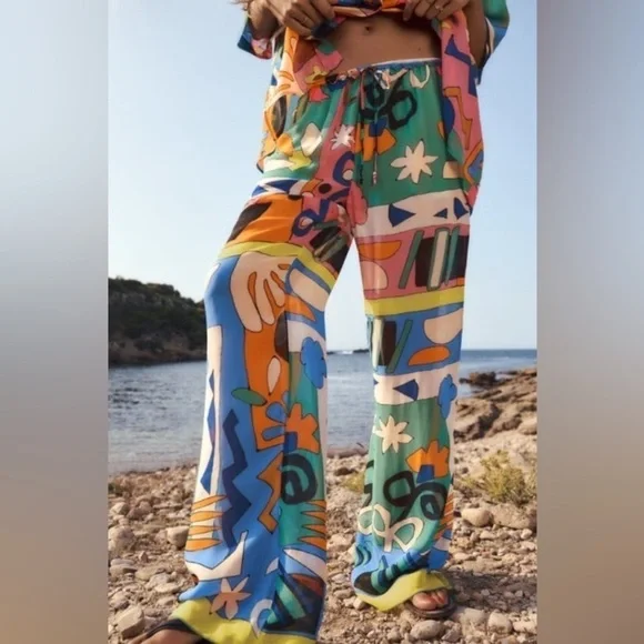 Zara Printed Flowing Two Piece Suit XS 🌸 Bloggers Favorite Sold Out! - Picture 2 of 13